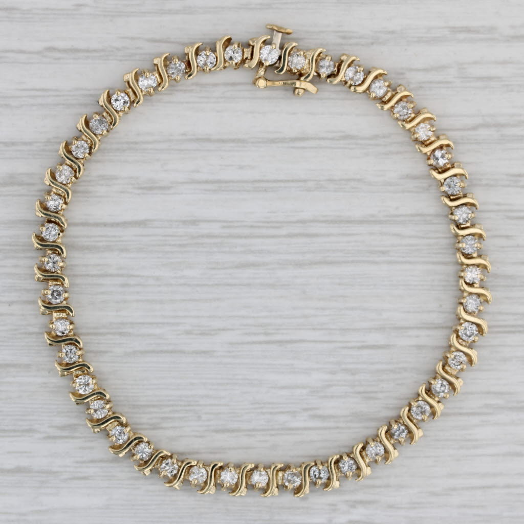 Gray 2.50ctw Diamond Tennis Bracelet 14k Yellow Gold 7.25" 5mm