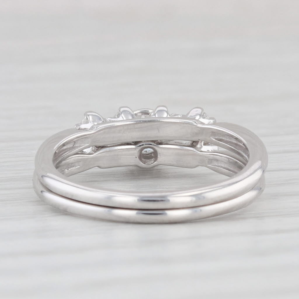Light Gray 0.33ctw Diamond Engagement Ring Wedding Band Set 14k White Gold Vintage