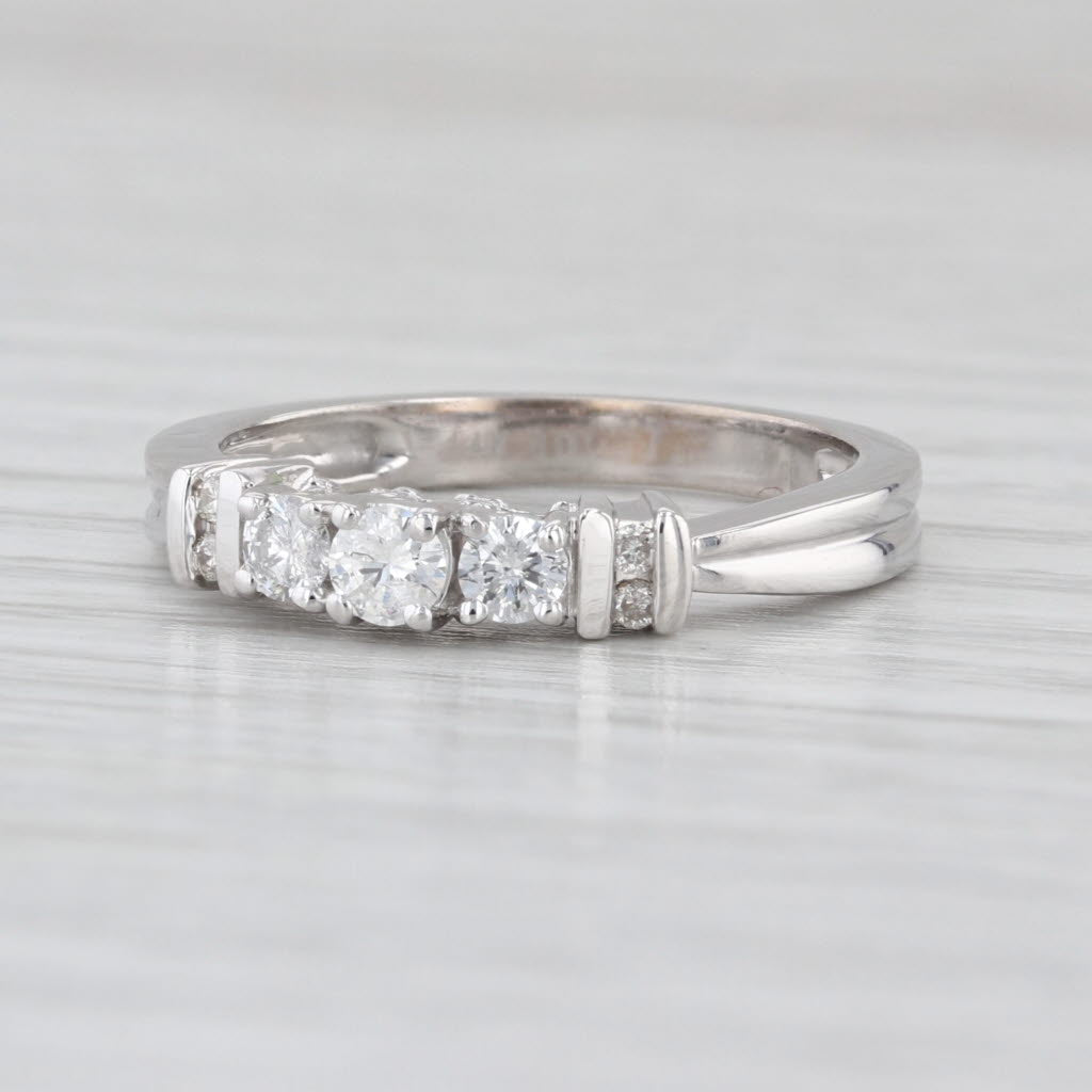 0.32ctw Diamond 3-Stone Tiered Engagement Ring 14k White Gold Stackable Size 7