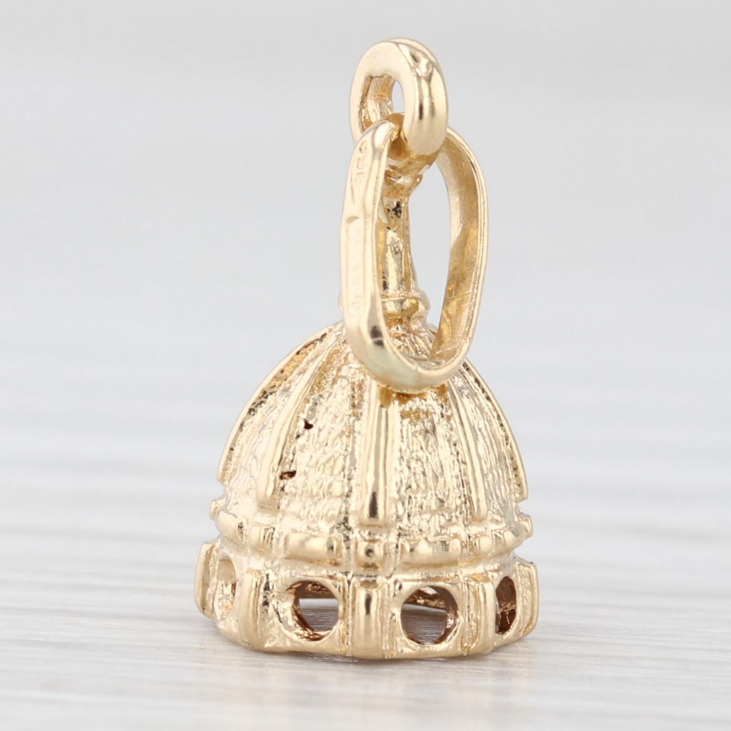 Light Gray Dome Souvenir Charm 18k Yellow Gold Pendant European