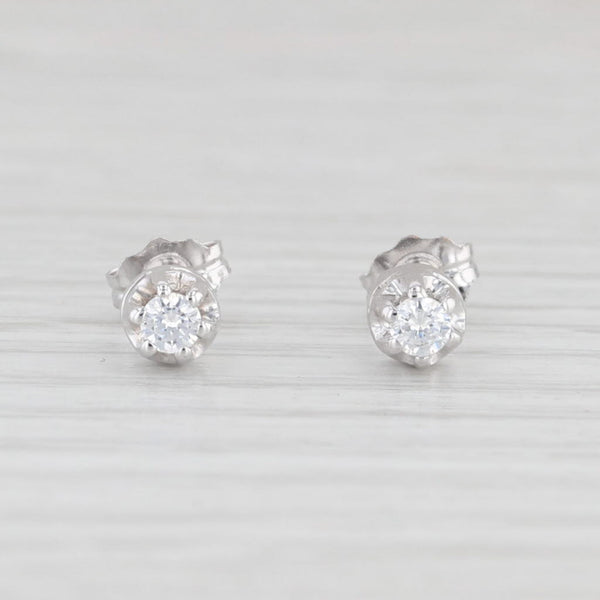 0.10ctw Cubic Zirconia Round Solitaire Stud Earrings 18k White Gold
