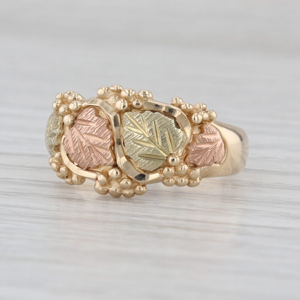 Dakota West Designs Black Hills Gold Leaf Ring 10k Tri-Toned Size 7-7.25 Band