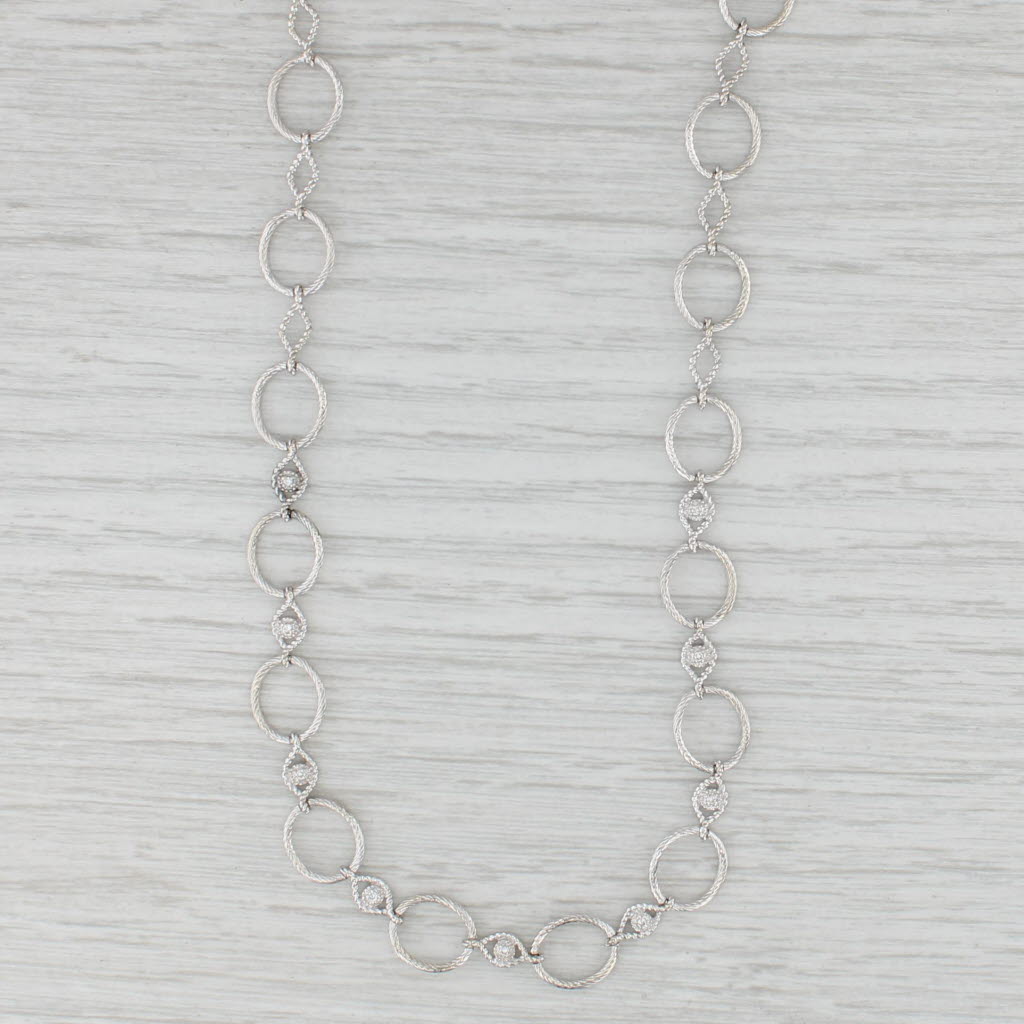 Light Gray Charriol Diamond Circles Necklace with Box 18k White Gold 15.5" Toggle Clasp