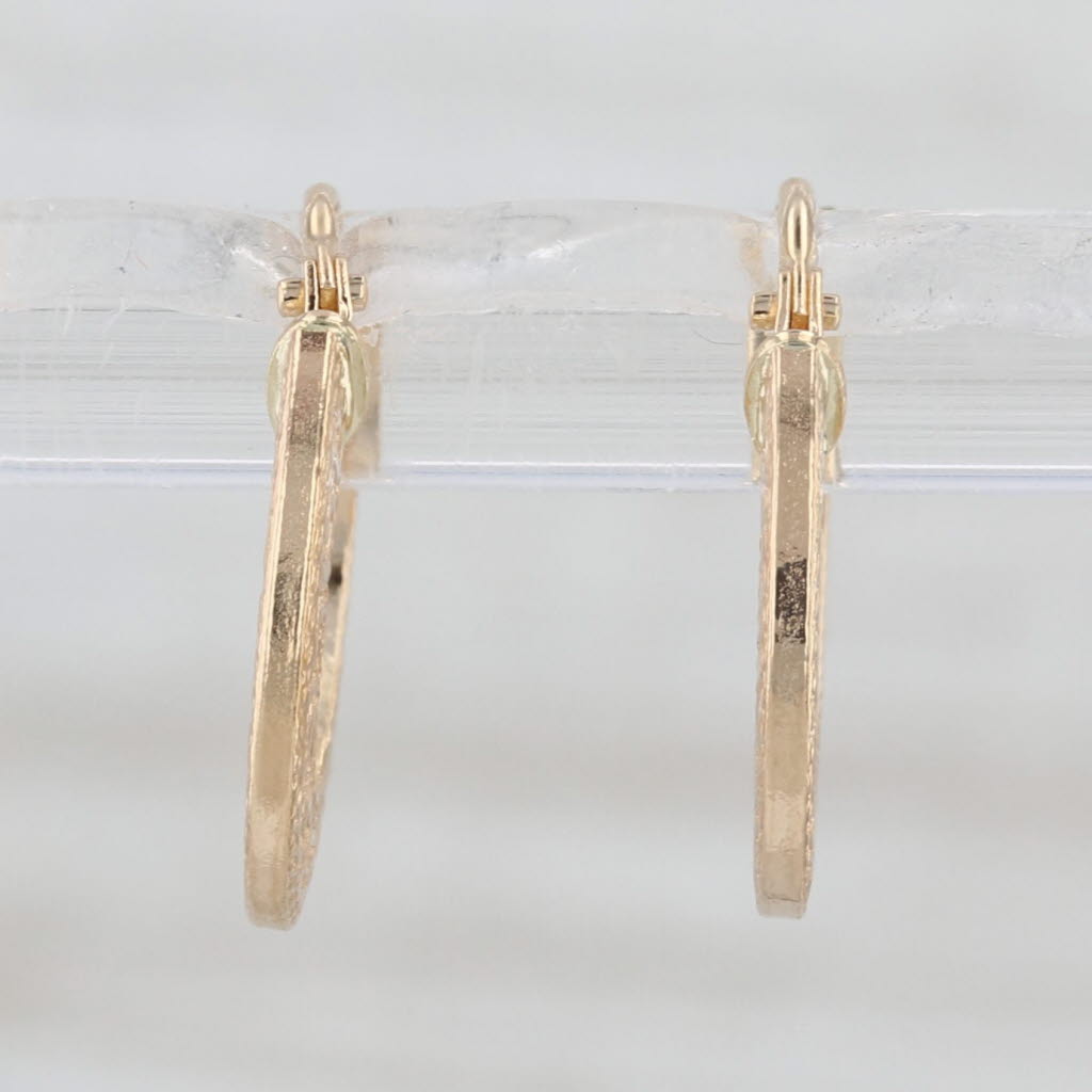 Small Greek Key Hoop Huggie Earrings 18k Yellow Gold Snap Top Round Hoops