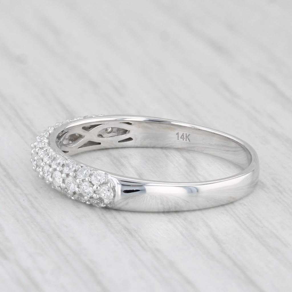 Light Gray 0.50ctw Diamond Wedding Band 14k White Gold Size 8.75 Anniversary Ring Stackable