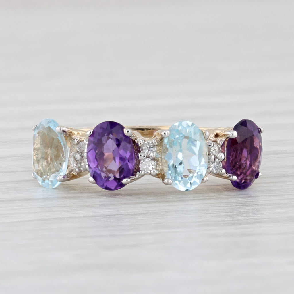 Light Gray 2.09ctw Amethyst Topaz Diamond Ring 14k Yellow Gold Size 7.5
