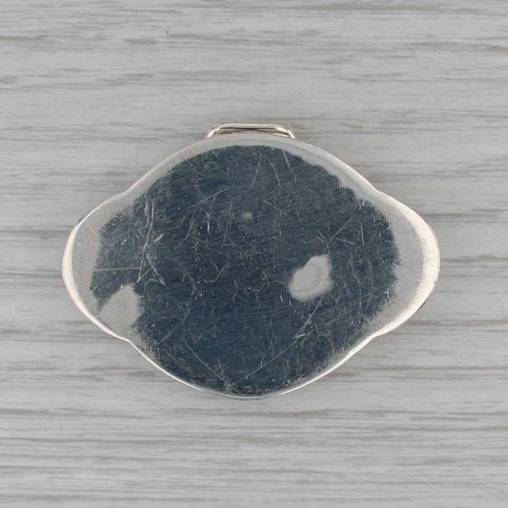 Sterling Silver Snuff / Pill Box Engravable Etched Border Vintage Opens