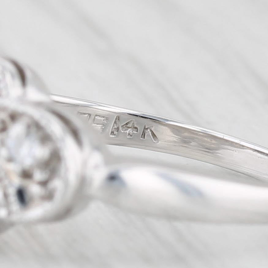 Light Gray Vintage Diamond Filigree Ring 14k White Gold Size 6