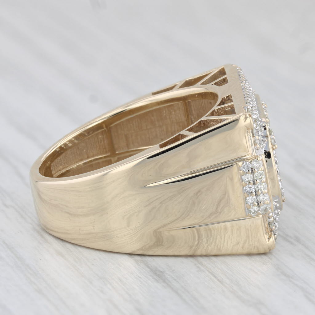 Light Gray 1.25ctw Large Diamond Cluster Ring 10k Yellow Gold Size 10 Men's