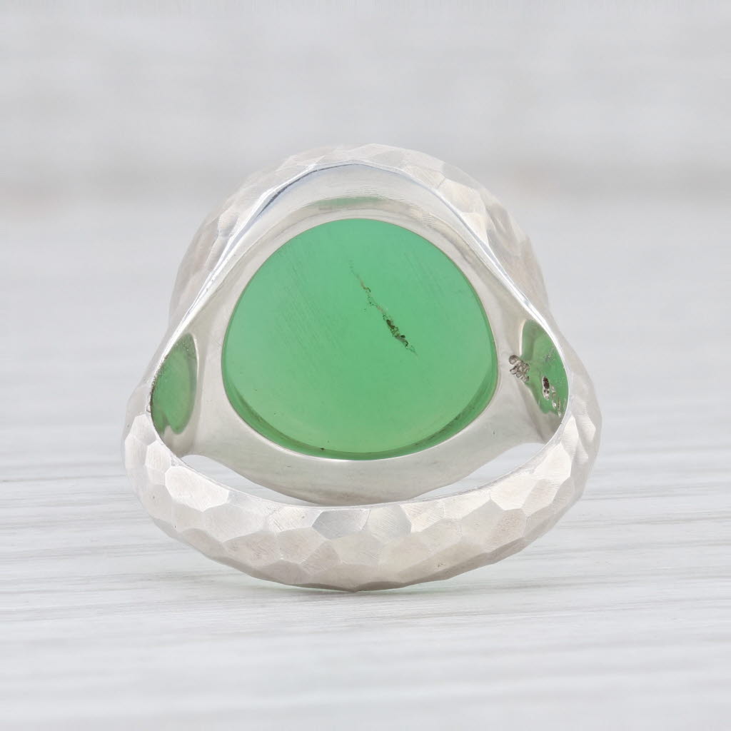New Nina Nguyen Green Chrysoprase Ring Balance Sterling Silver Hammered Size 7