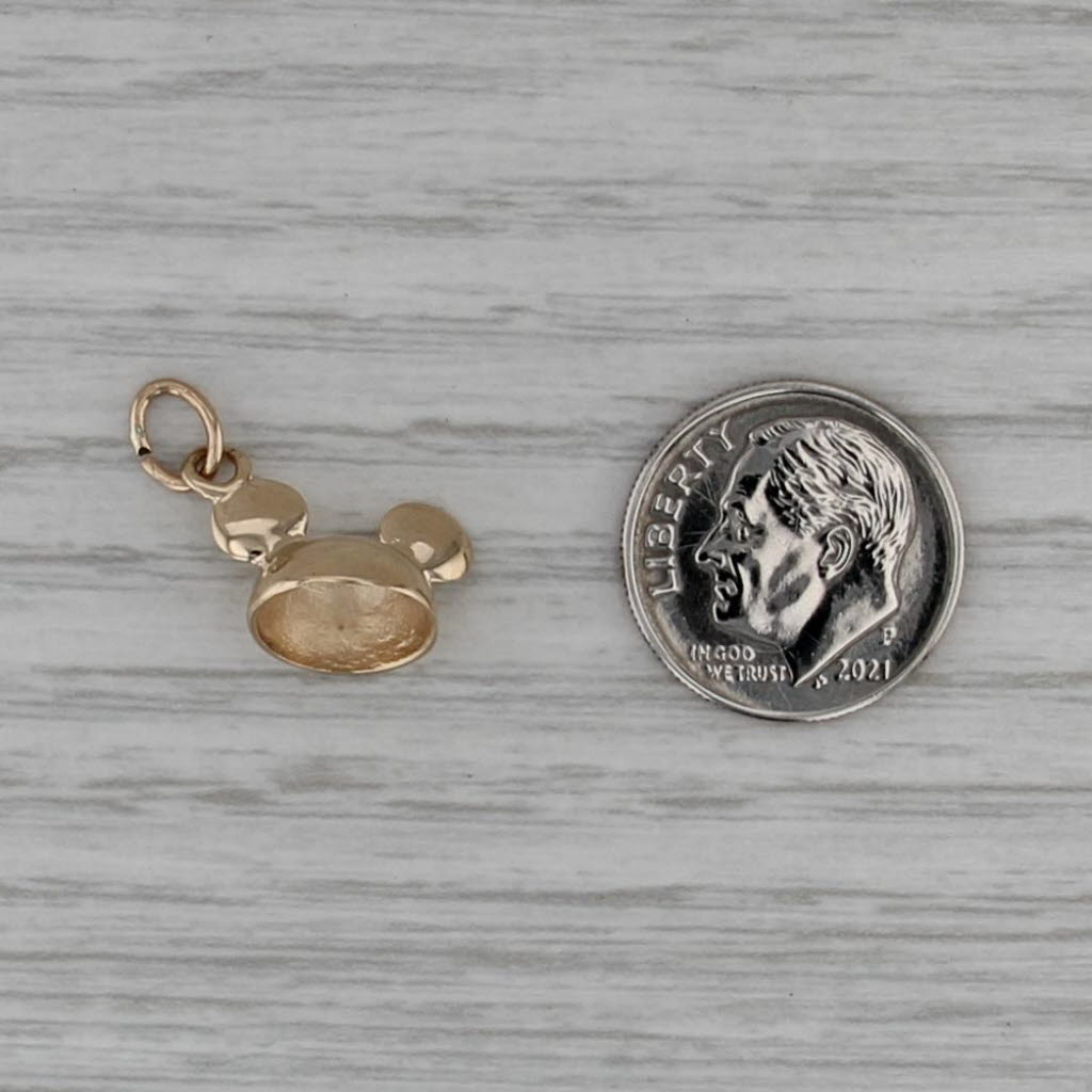 Mickey Mouse Ears Hat Charm 14k Yellow Gold Disney Souvenir Pendant