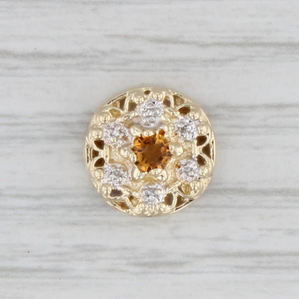 OMG 0.20ctw Citrine Slide Bracelet Charm 14k Yellow Gold Diamond Accents Vintage