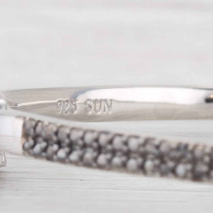 Light Gray 0.11ctw Black Pave Diamond Bangle Bracelet Sterling Silver 6.75" 3.4mm