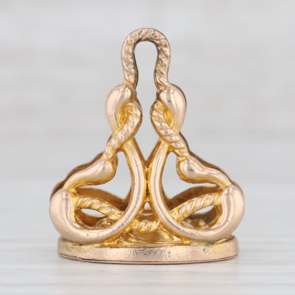 Light Gray Antique Ornate Fob Pendant Gold Filled Engraved Mabel