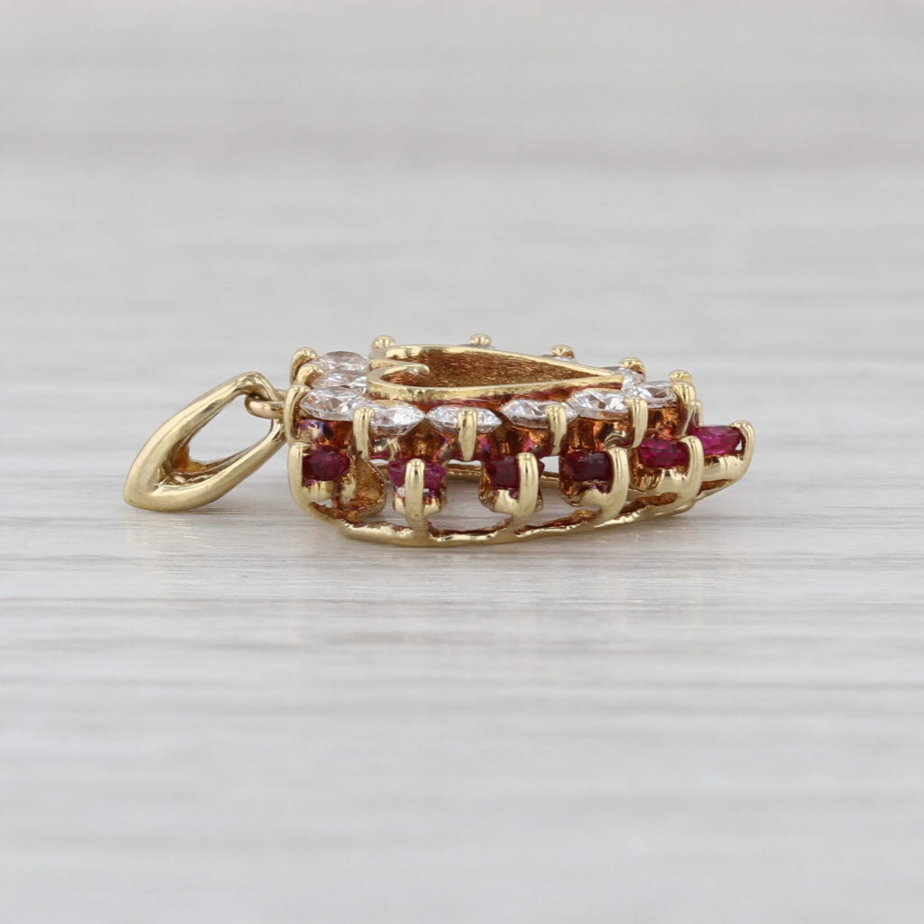 0.68ctw Diamond Ruby Halo Open Heart Pendant 18k Yellow Gold