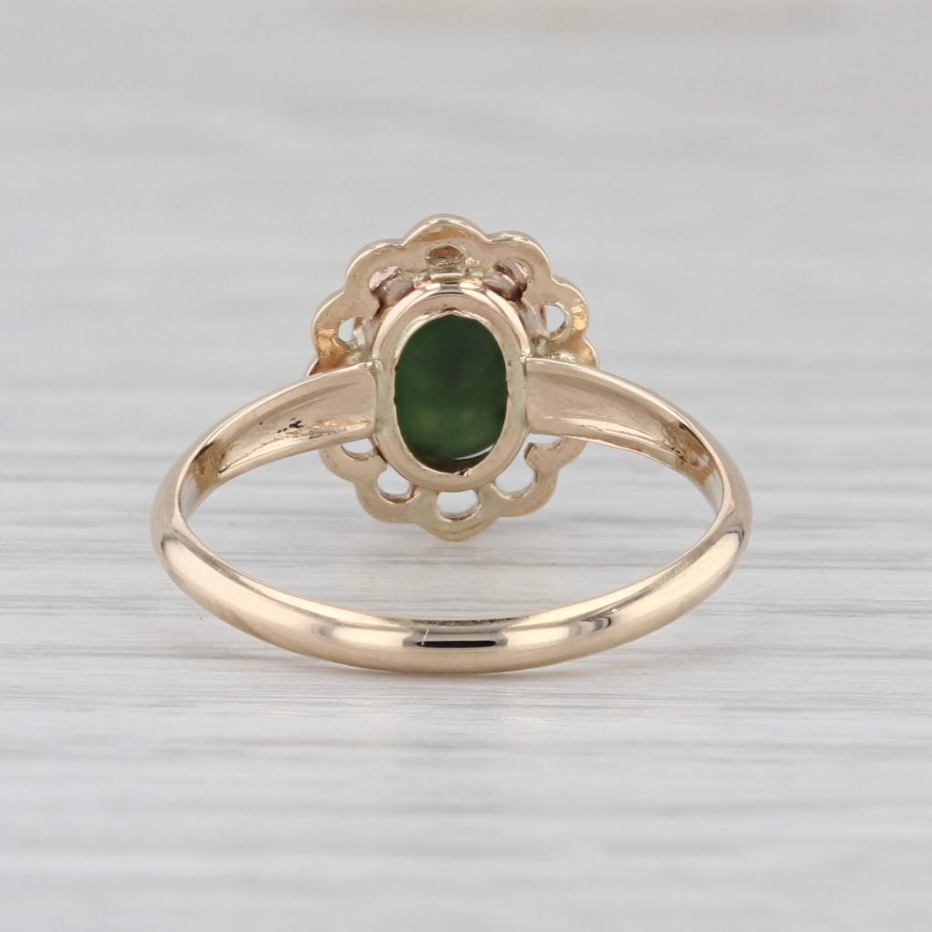 Green Resin Cabochon Ring 10k Yellow Gold Size 5.75