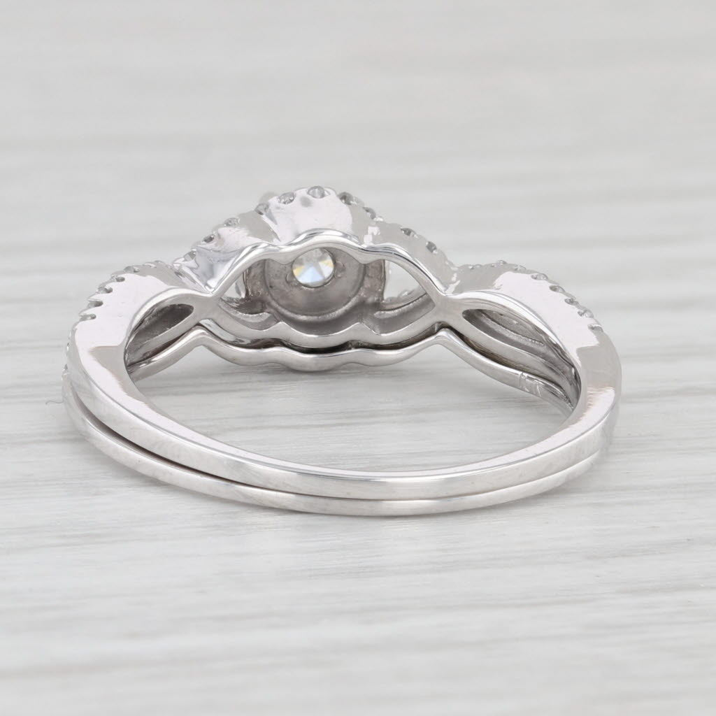 Light Gray 0.41ctw Diamond Engagement Ring Contoured Wedding Band Bridal Set 10k White Gold