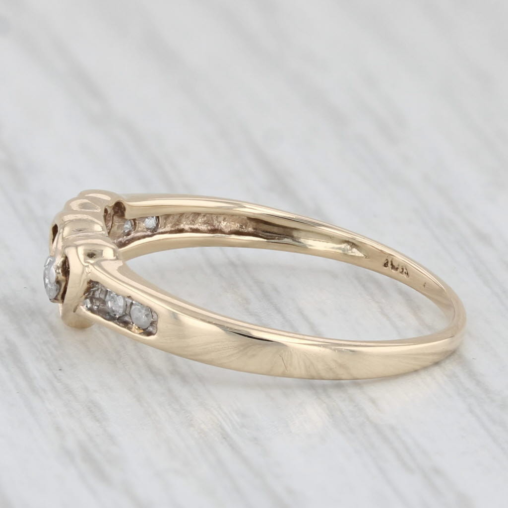 Light Gray Diamond Interlocking Hearts Ring 10k Yellow Gold Size 5 Anniversary Promise