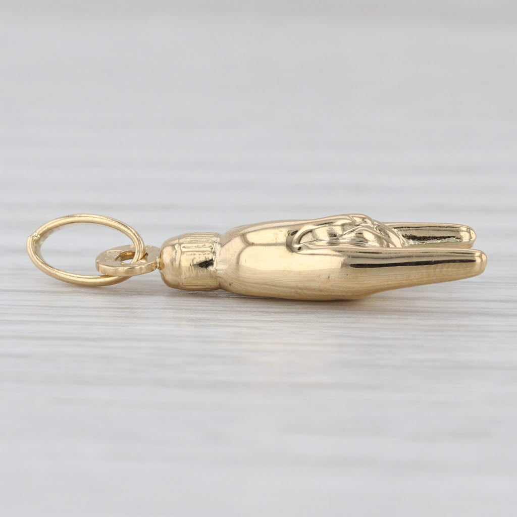 Horned Hand Italian Talisman Charm 18k Yellow Gold Lucky Amulet Pendant