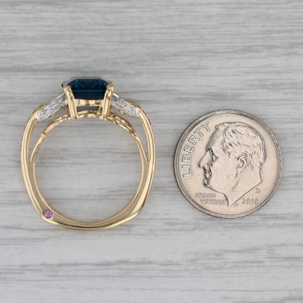 Gray Krementz 3.76ctw Lab Created Blue Spinel Diamond Sapphire Ring 18k Gold Sz 6.75