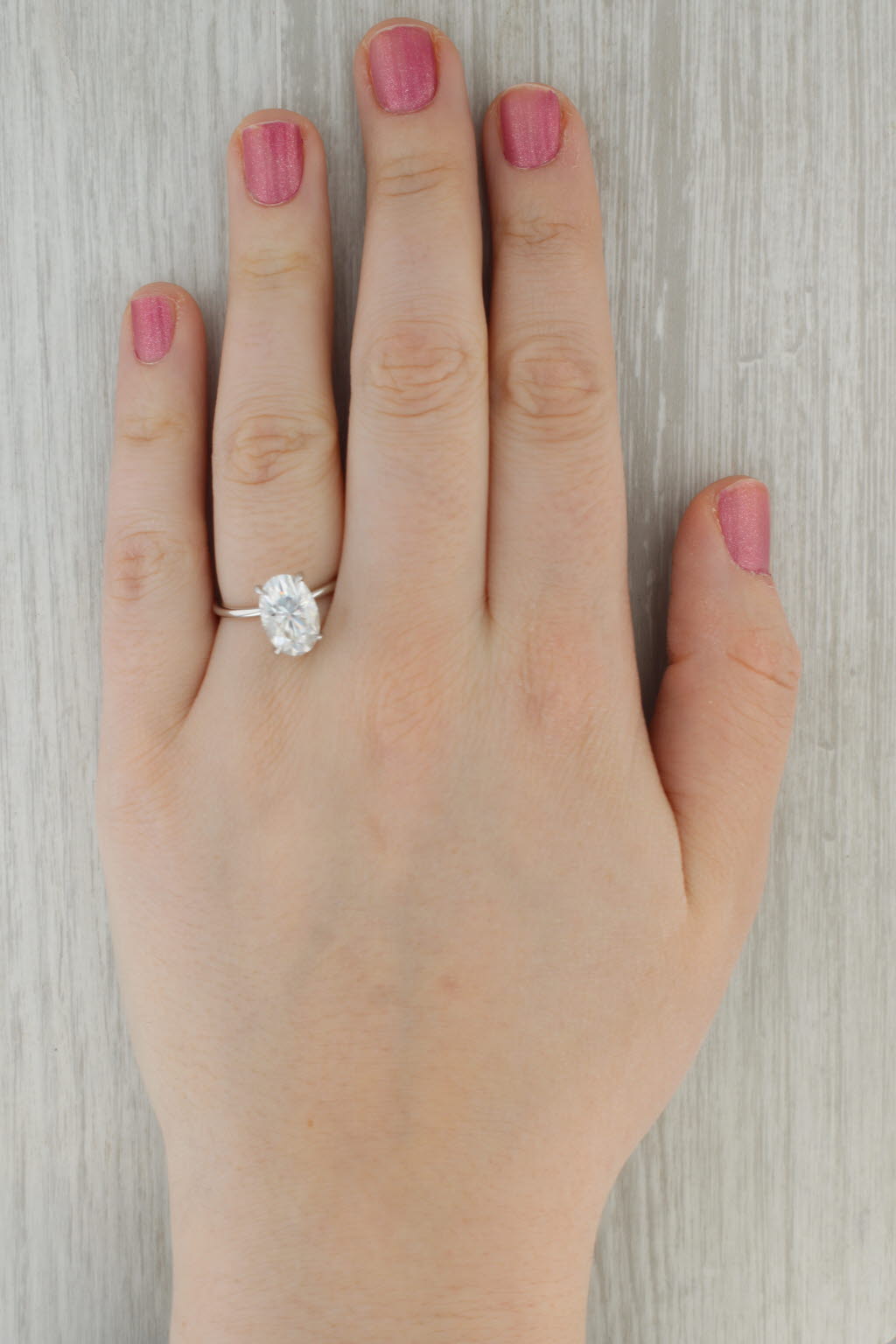 Dark Gray 4.45ct Oval Moissanite Solitaire Engagement Ring 14k White Gold Size 8