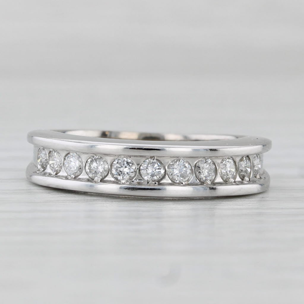 Light Gray 0.33ctw Diamond Wedding Band 14k White Gold Size 7 Anniversary Ring