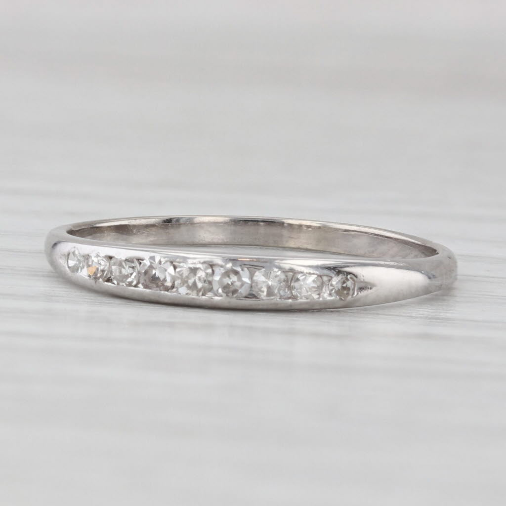 Light Gray Vintage 0.12ctw Diamond Wedding Band Ruthendium Palladium Ring Size 7 Stackable
