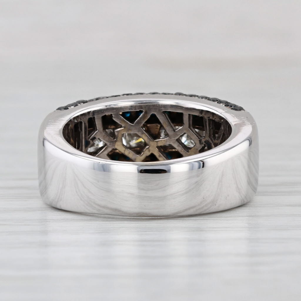 2.10ctw Black White Diamond Ring 18k White Gold Size 6.5 Cocktail