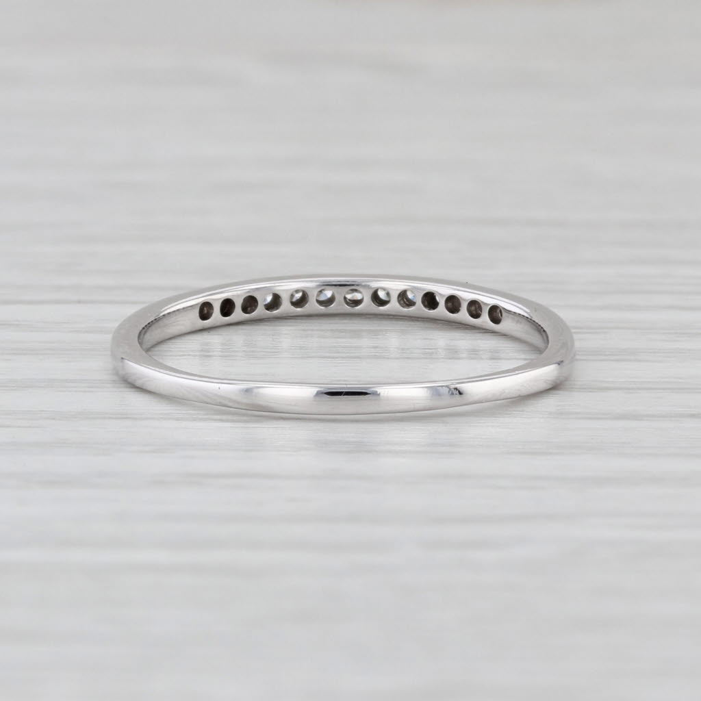 0.09ctw Diamond Wedding Band 10k White Gold Stackable Ring Size 10.5