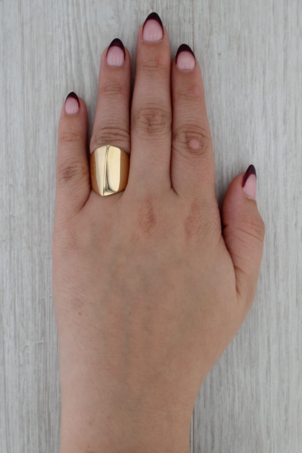 Unique Beveled Domed Statement Ring 18k Yellow Gold Size 6.5
