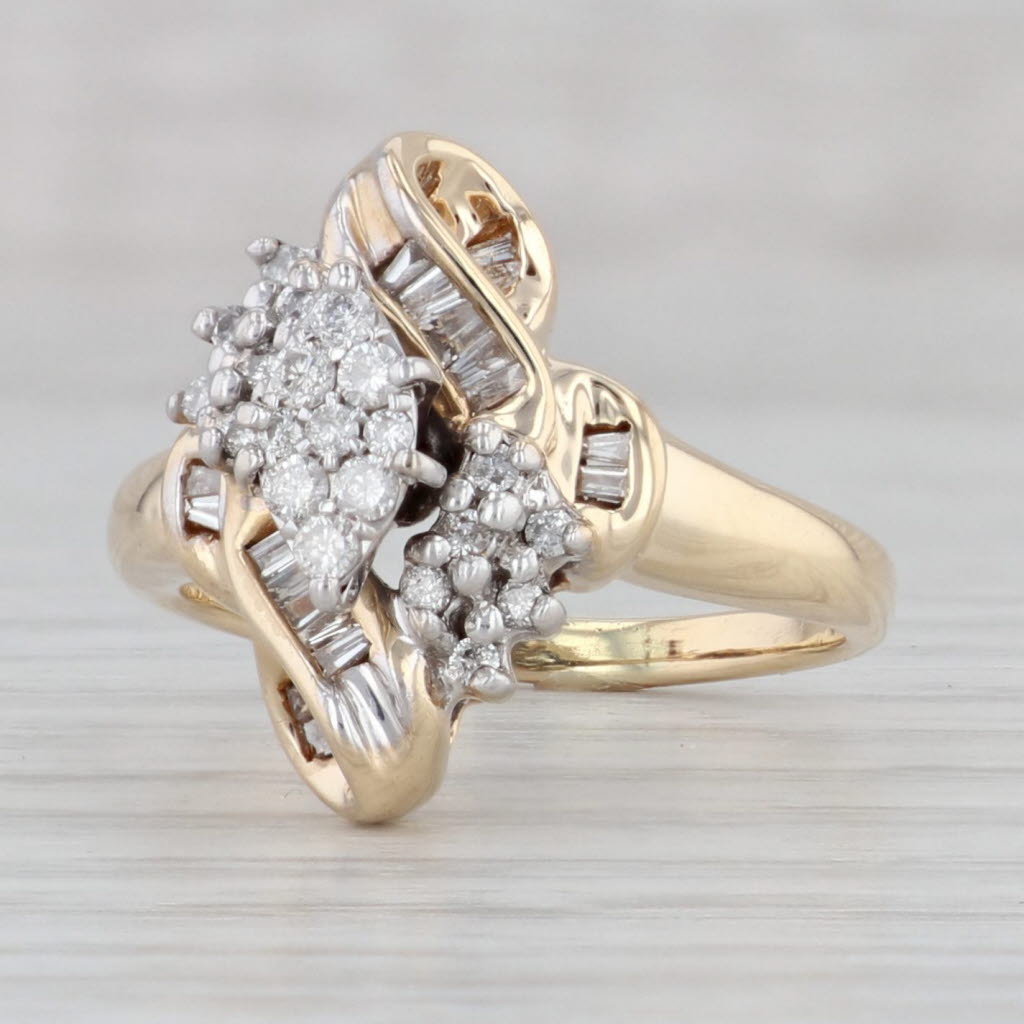 Gray 0.33ctw Diamond Cluster Marquise Engagement Ring 10k Yellow Gold Size 6.25