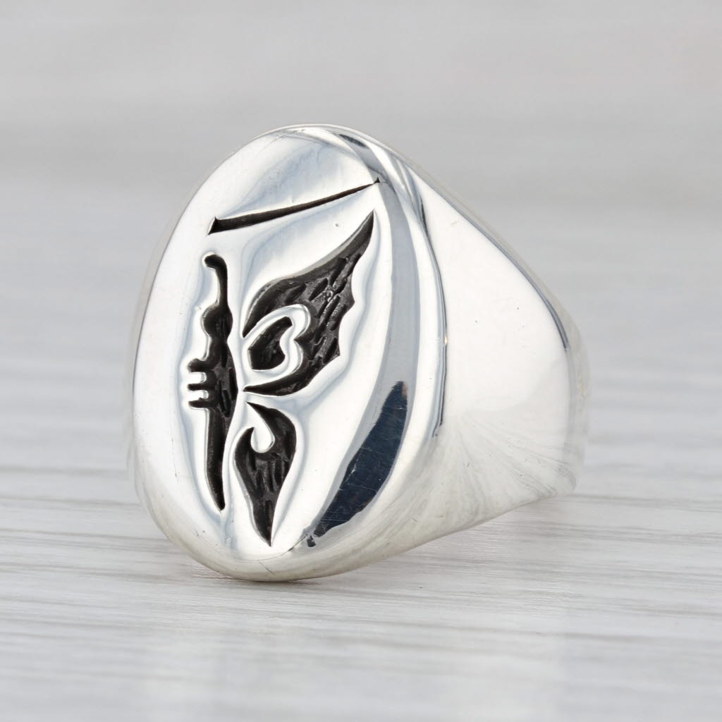 Stamped Butterfly Ring Sterling Silver Size 6.25 Statement Signet
