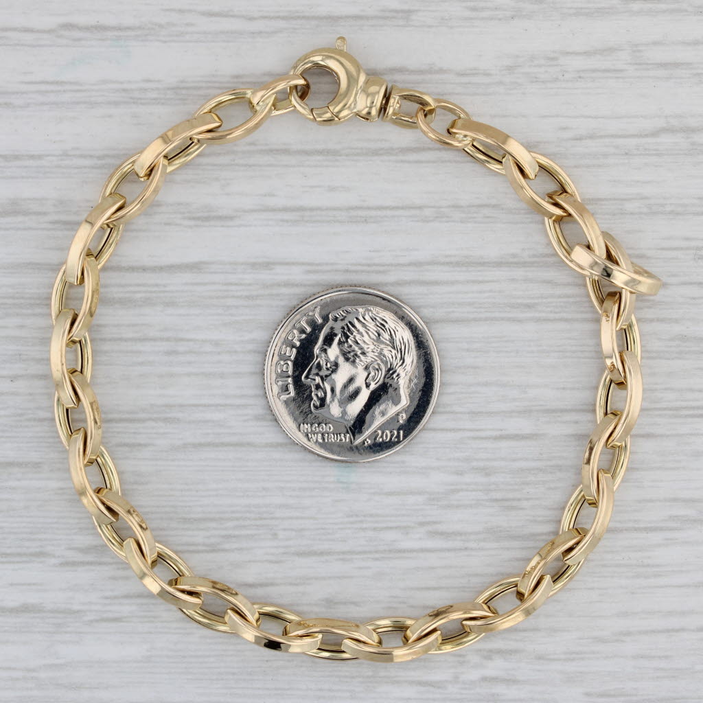 Gray Roberto Coin Almond Link Bracelet 18k Yellow Gold 7" Marquise Cable Chain