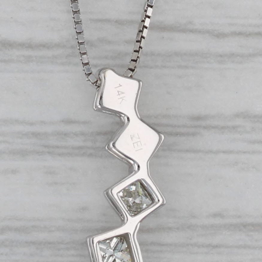 Gray 0.94ctw Diamond Journey Pendant Necklace 14k White Gold 18.5" Box Chain