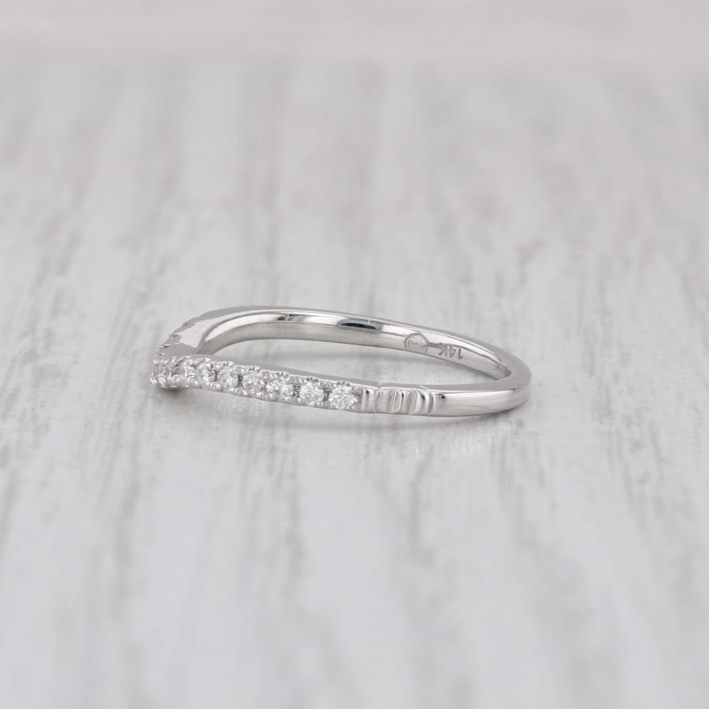 0.20ctw Diamond Contoured Ring 14k White Gold Wedding Band Size 5.5 Stackable