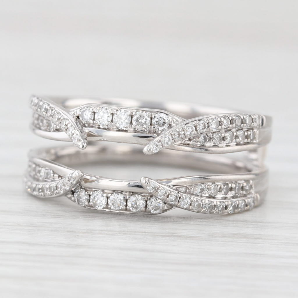 Light Gray 0.50ctw Diamond Ring Jacket Guard Wedding Band 14k White Gold Size 6.75