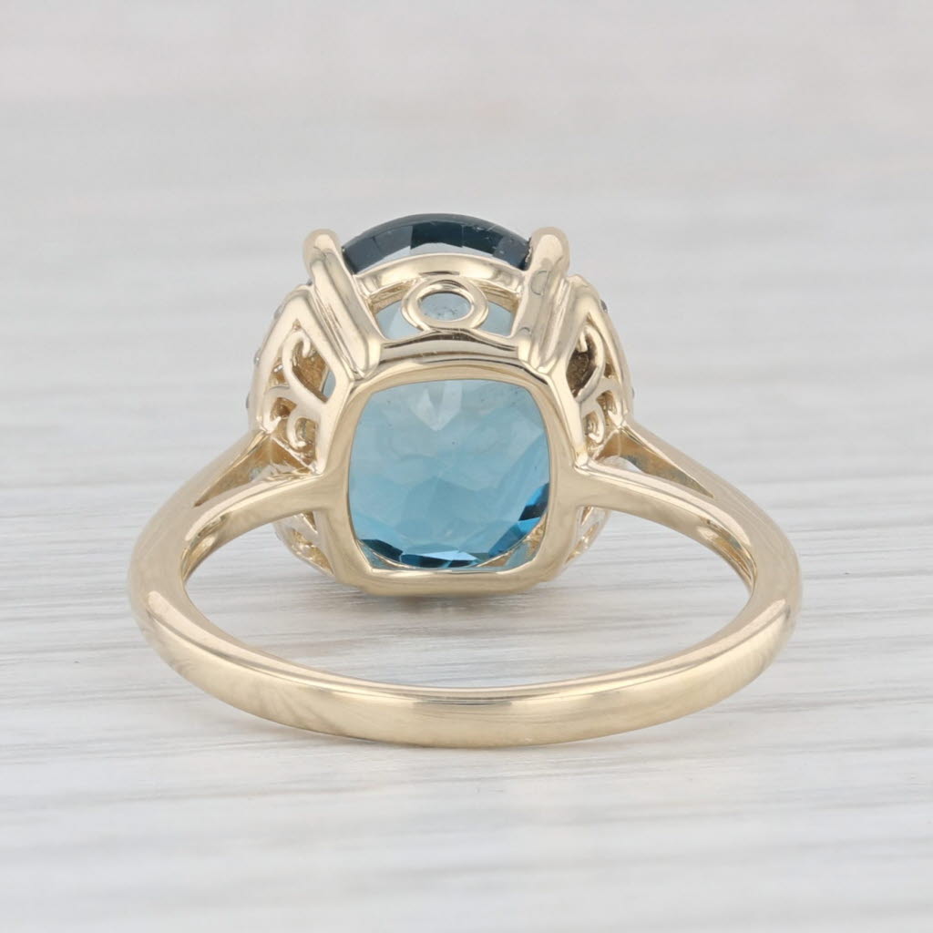 Light Gray 6.31ctw London Blue Topaz Diamond Ring 10k Yellow Gold Size 7 Cathedral Band