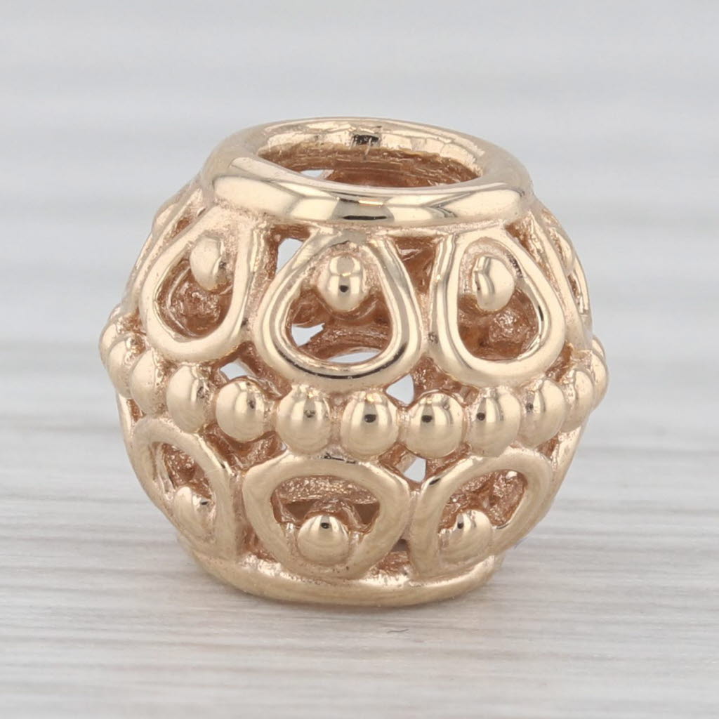 Light Gray Authentic Pandora Gilded Cage 750458 14k Yellow Gold Retired Bead Charm