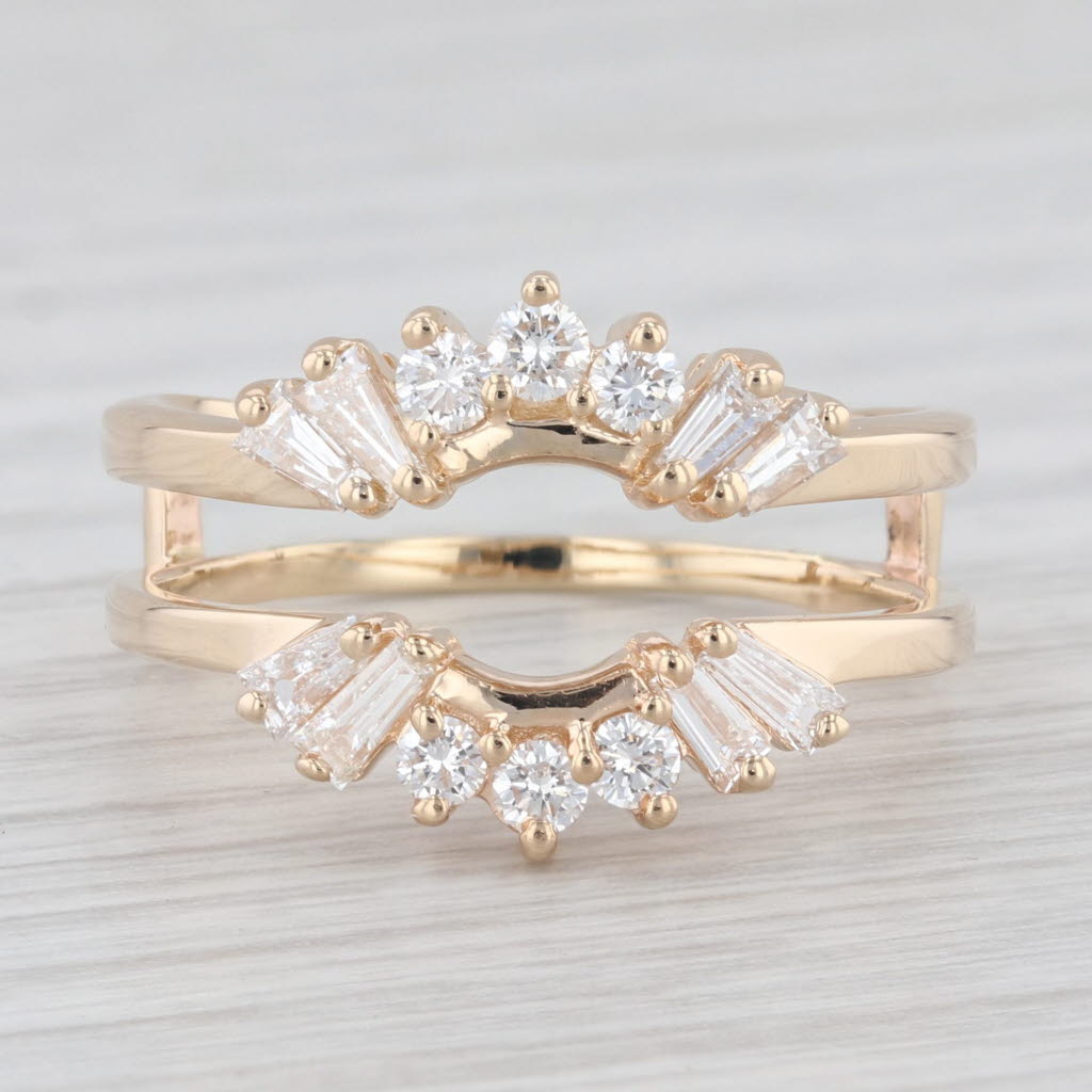 Light Gray 0.70 ctw Diamond Contoured Ring Jacket Wrap 14K Yellow Gold Size 8.25 Wedding