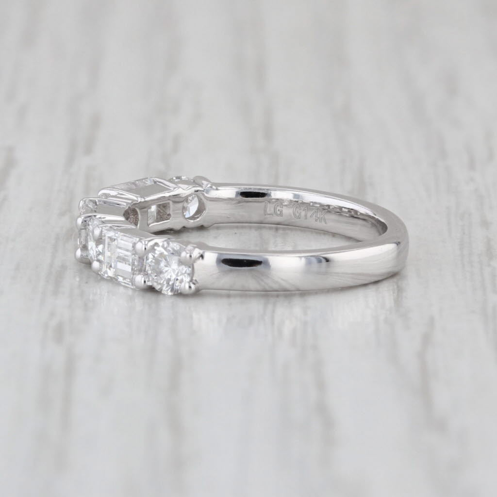 New 1.14ctw Lab Grown Diamond Wedding Band 14k White Gold S 4.75 Stackable Ring