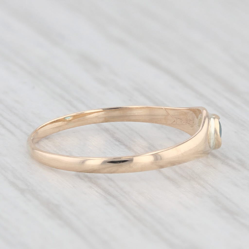 Light Gray Blue Glass Baby Kids Ring 10k Yellow Gold Size 1.5 December Birthstone