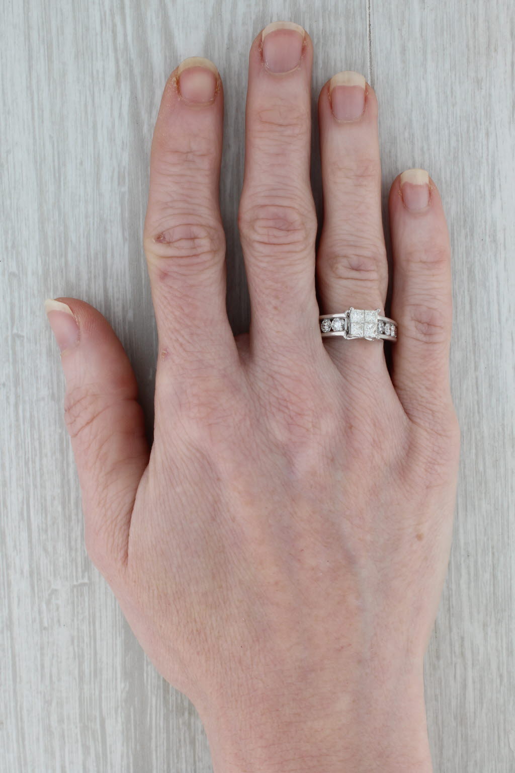 Dark Gray 1.55ctw Princess Diamond Engagement Ring 14k White Gold Size 5.5