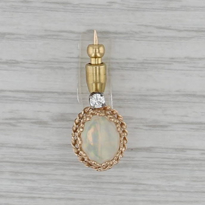 Opal Diamond Small Stickpin 14k Yellow Gold Oval Cabochon