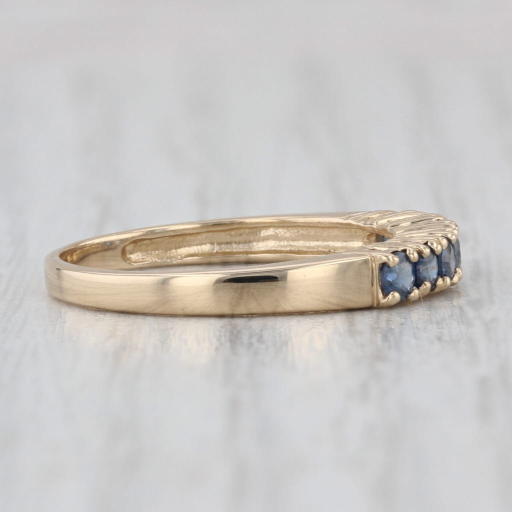 0.56ctw Blue Sapphire Ring 14k Yellow Gold Size 7 Stackable Wedding Band
