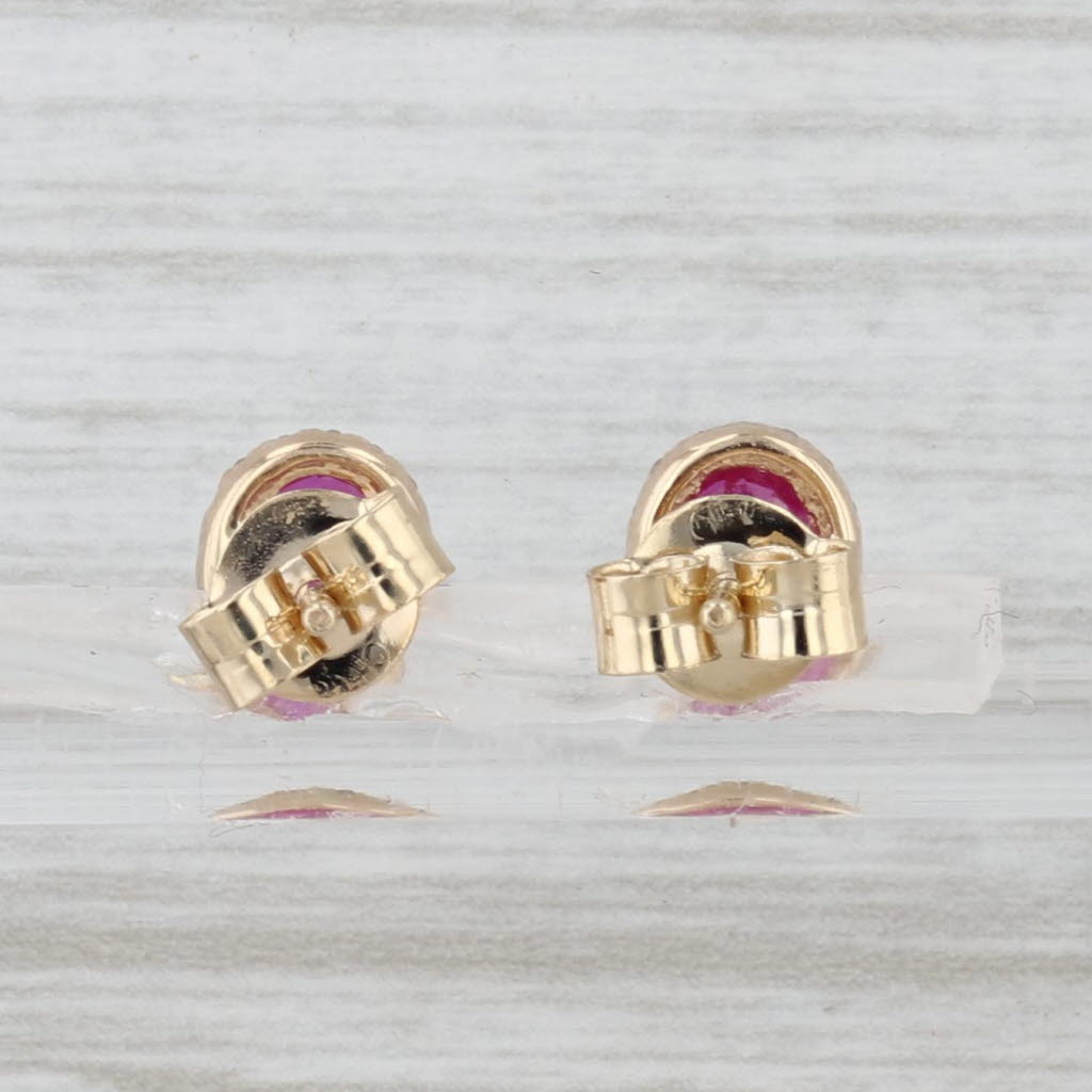 Light Gray 1.11ctw Pink Sapphire Diamond Halo Stud Earrings 14k Yellow Gold