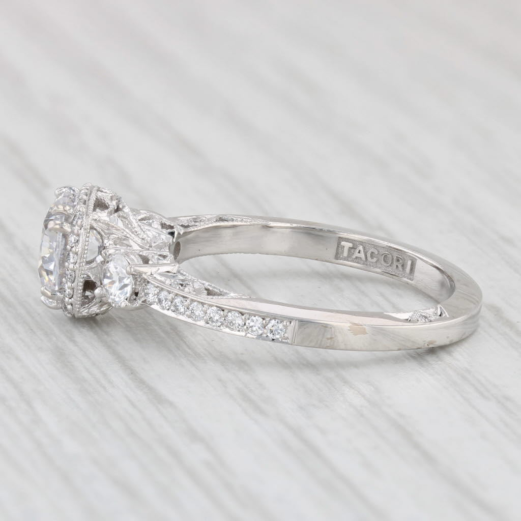 Light Gray New Semi Mount Engagement Ring Diamond Halo 18k Gold Certificate Sz 6.5 Tacori