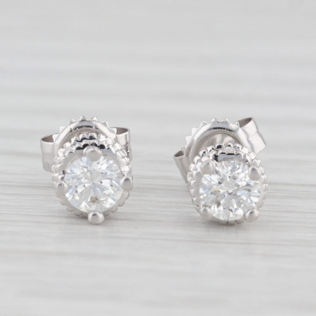 Light Gray 0.48ctw Diamond Halo Stud Earrings 14k White Gold