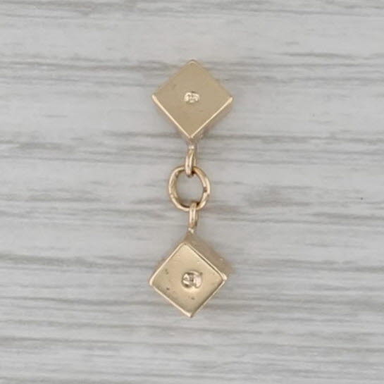 Pair of Die Charm 14k Yellow Gold Small 3D Pendant