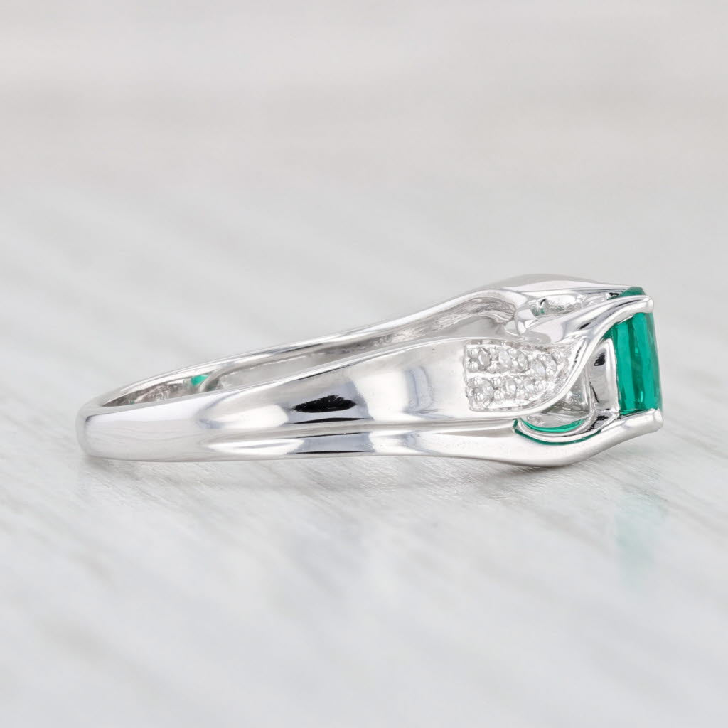 Light Gray 0.56ctw Lab Created Emerald Diamond Ring 10k White Gold Size 6.75 Engagement