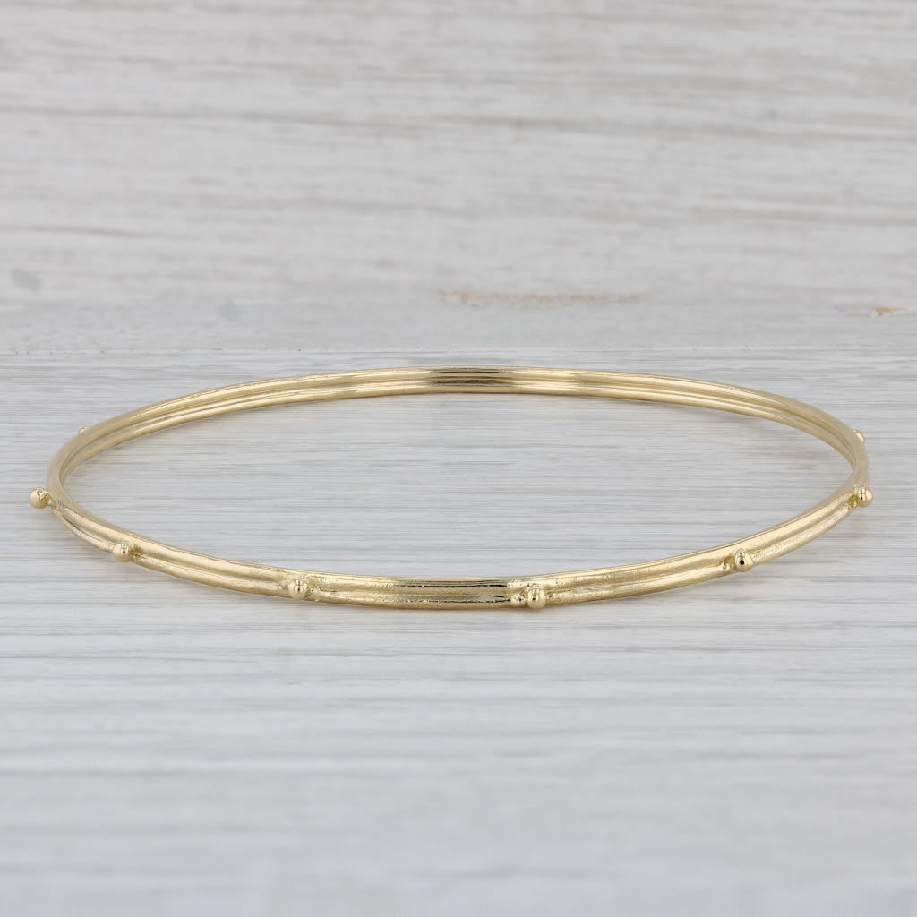 Gray Emily Armenta Granulated Dots Bangle Bracelet 18k Yellow Gold 8" 2.5mm